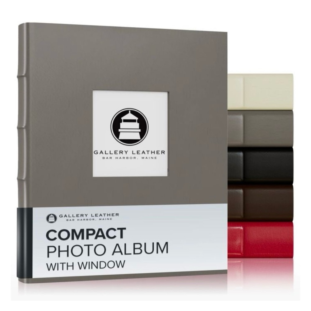 Gallery Leather Compact Leather Photo Album with Window (SET OF TWO)